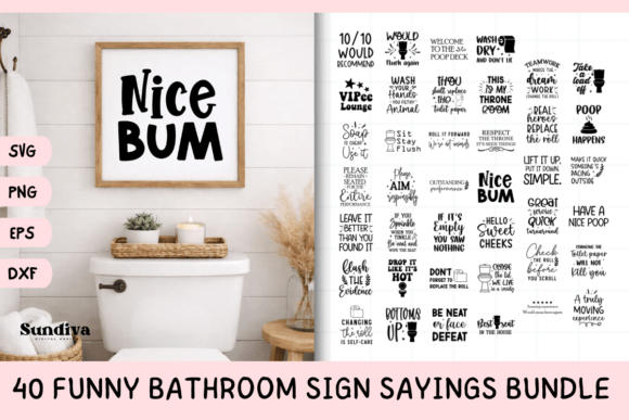 Download 40 Funny Bathroom Sign Saying SVG Bundle - Premium Resources